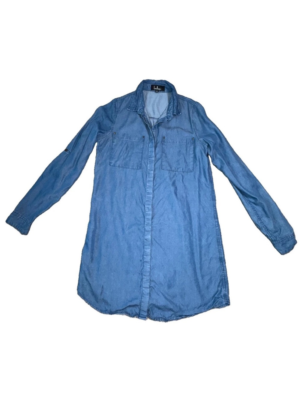 Lulus Chambray Button Down Shirts Dress Tencel Women Blue Size S Denim A008502